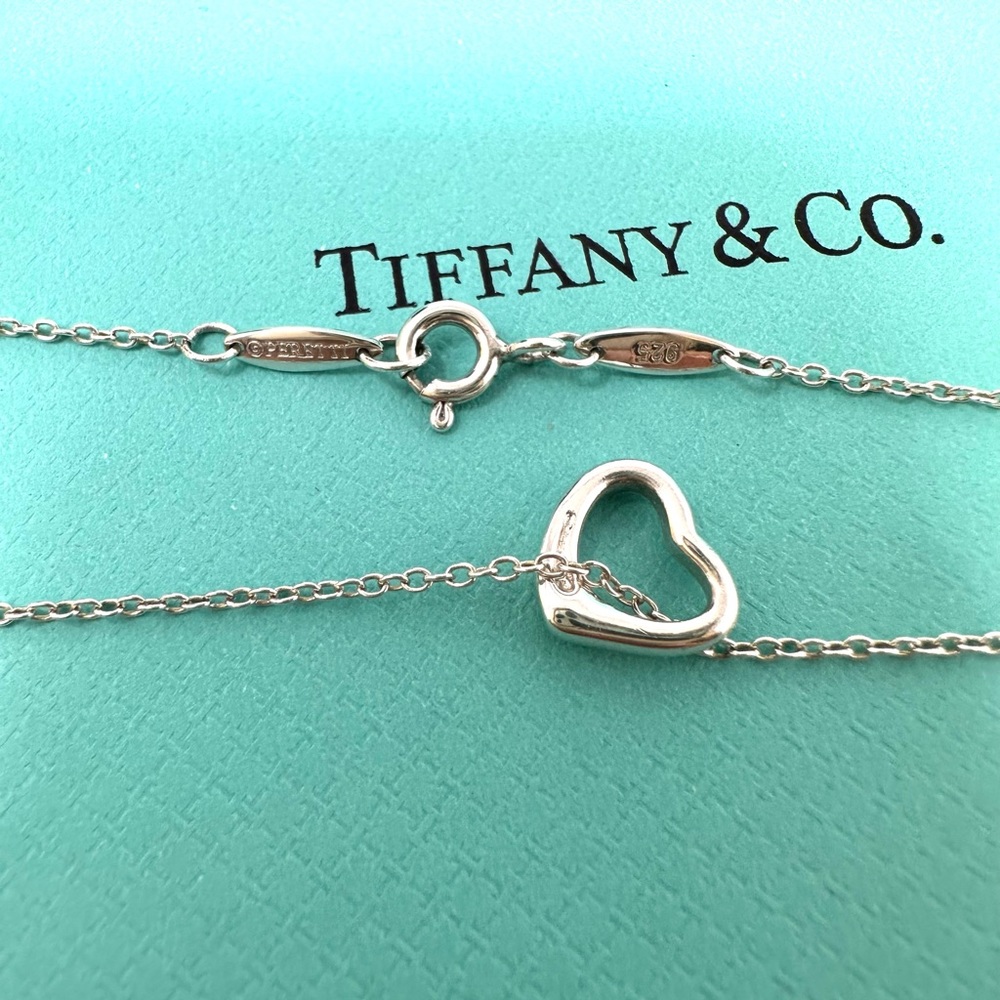 Authentic Tiffany & CO. Elsa Peretti Mini Open Heart Necklace. - Picture 3 of 13
